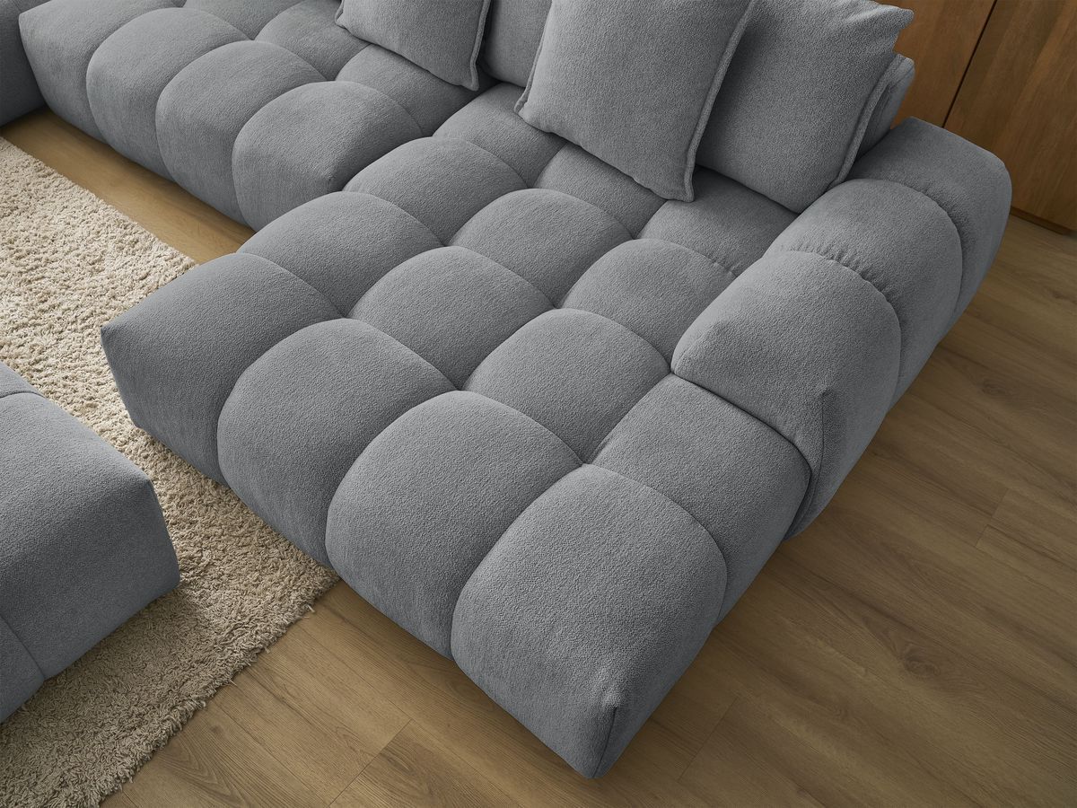 Bobochic Everest Wohnlandschaft mit Pouf, 14 Kissen Melange-Stoff Dunkelgrau Ecke rechts