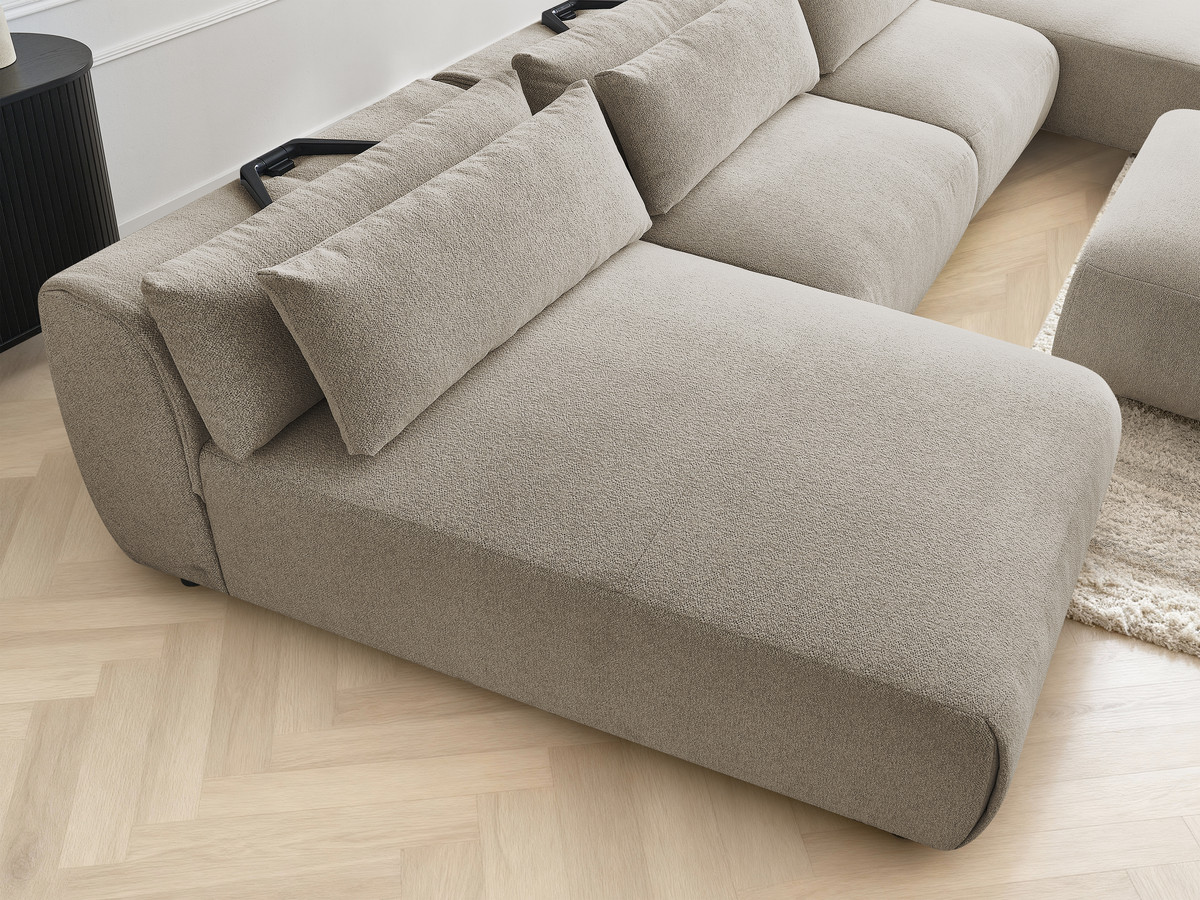 Bobochic Jana Wohnlandschaft mit kleinem Pouf Melange-Stoff Taupe