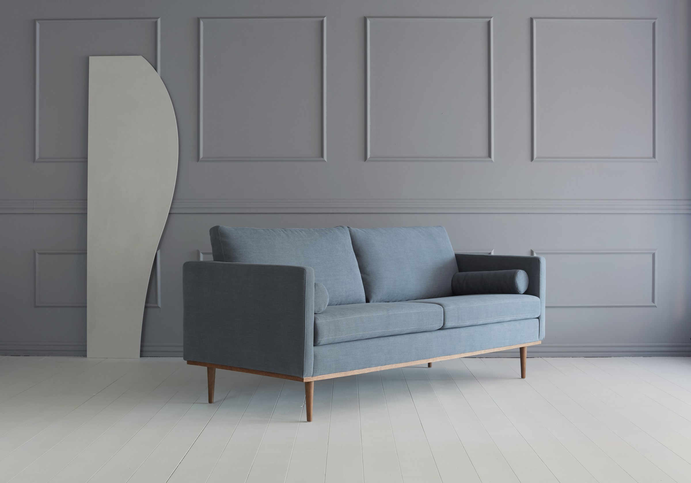 Sofa Bent 3-Sitzer Flachgewebe Vivus 573-Dusty-Blue