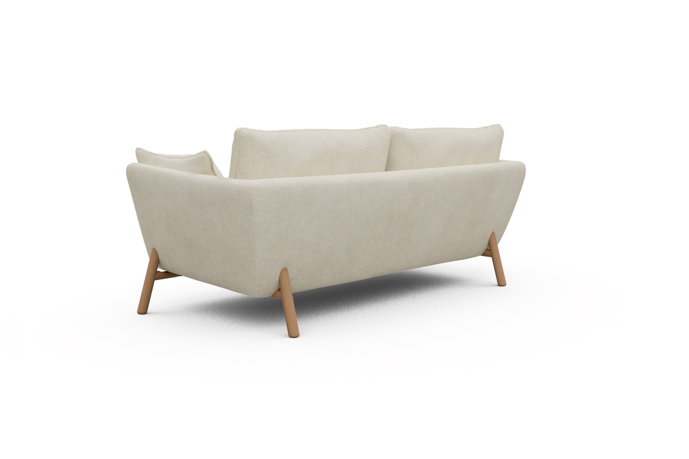 Sofa Emil 2-Sitzer Beinfarbe Eiche Natur Boucle-Off-White