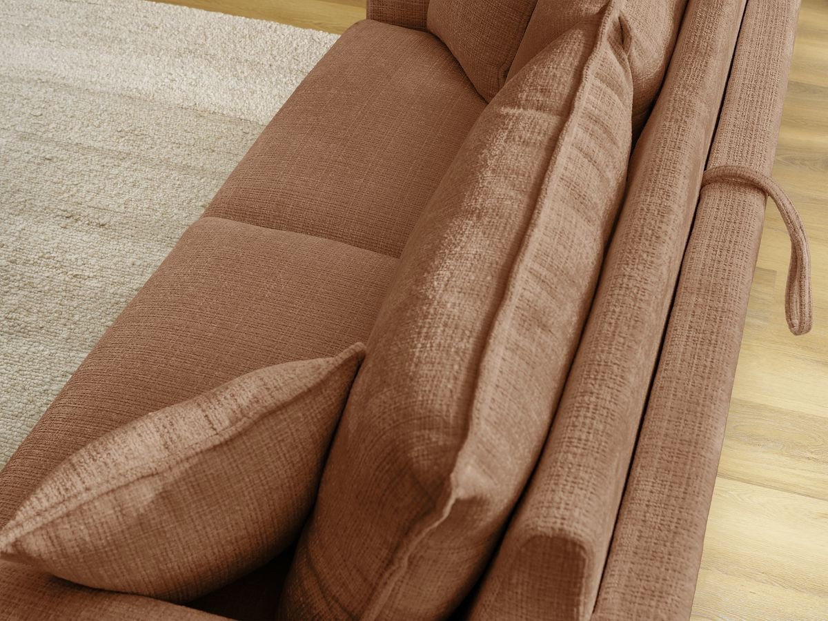 Bobochic Augustin Schlafsofa 3-Sitzer Strukturstoff Orange, Liegefläche 140 × 200 cm