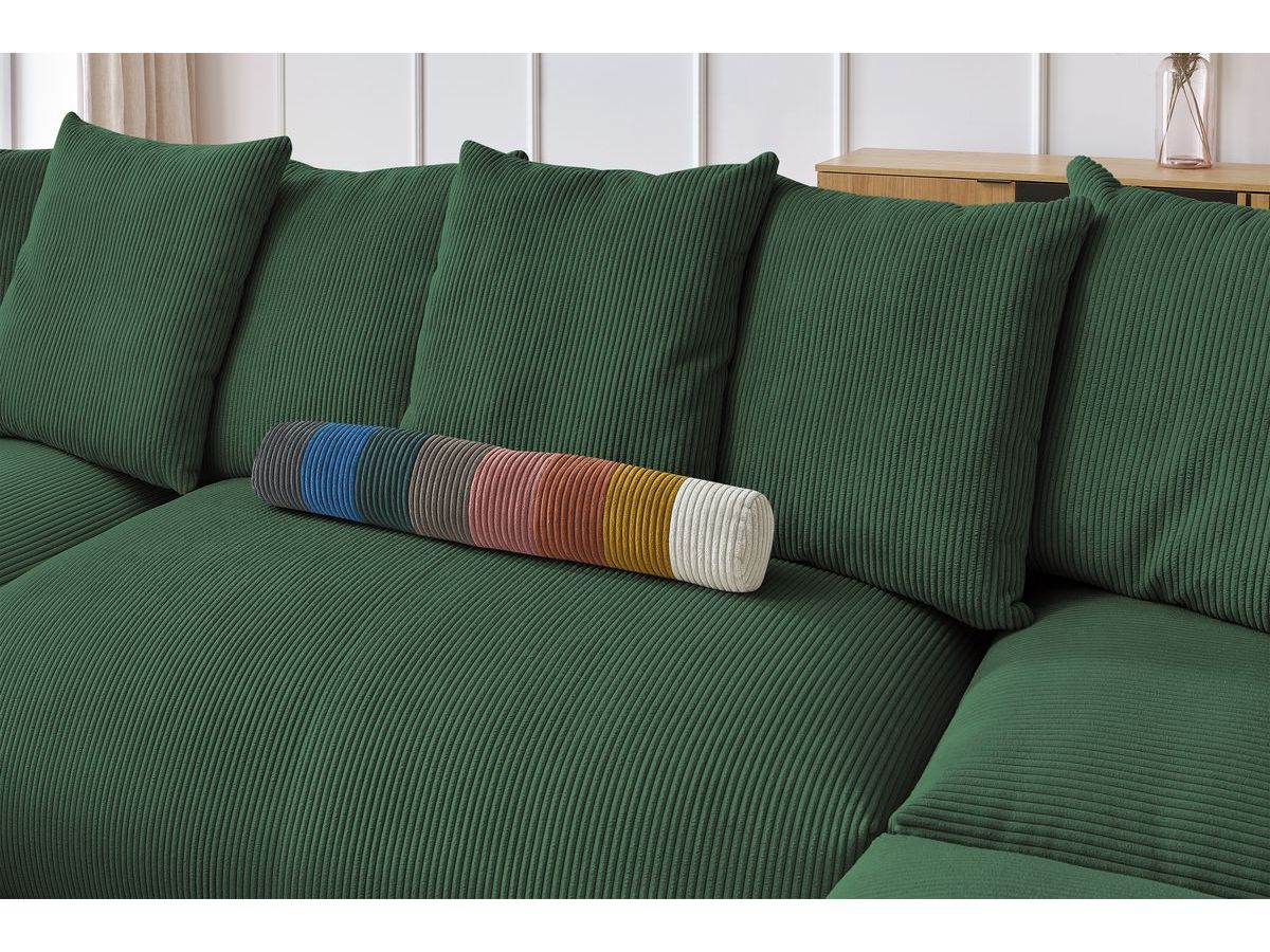 Bobochic Voltaire Wohnlandschaft mit Pouf 356 × 214 cm Cordsamt Grün Ecke links