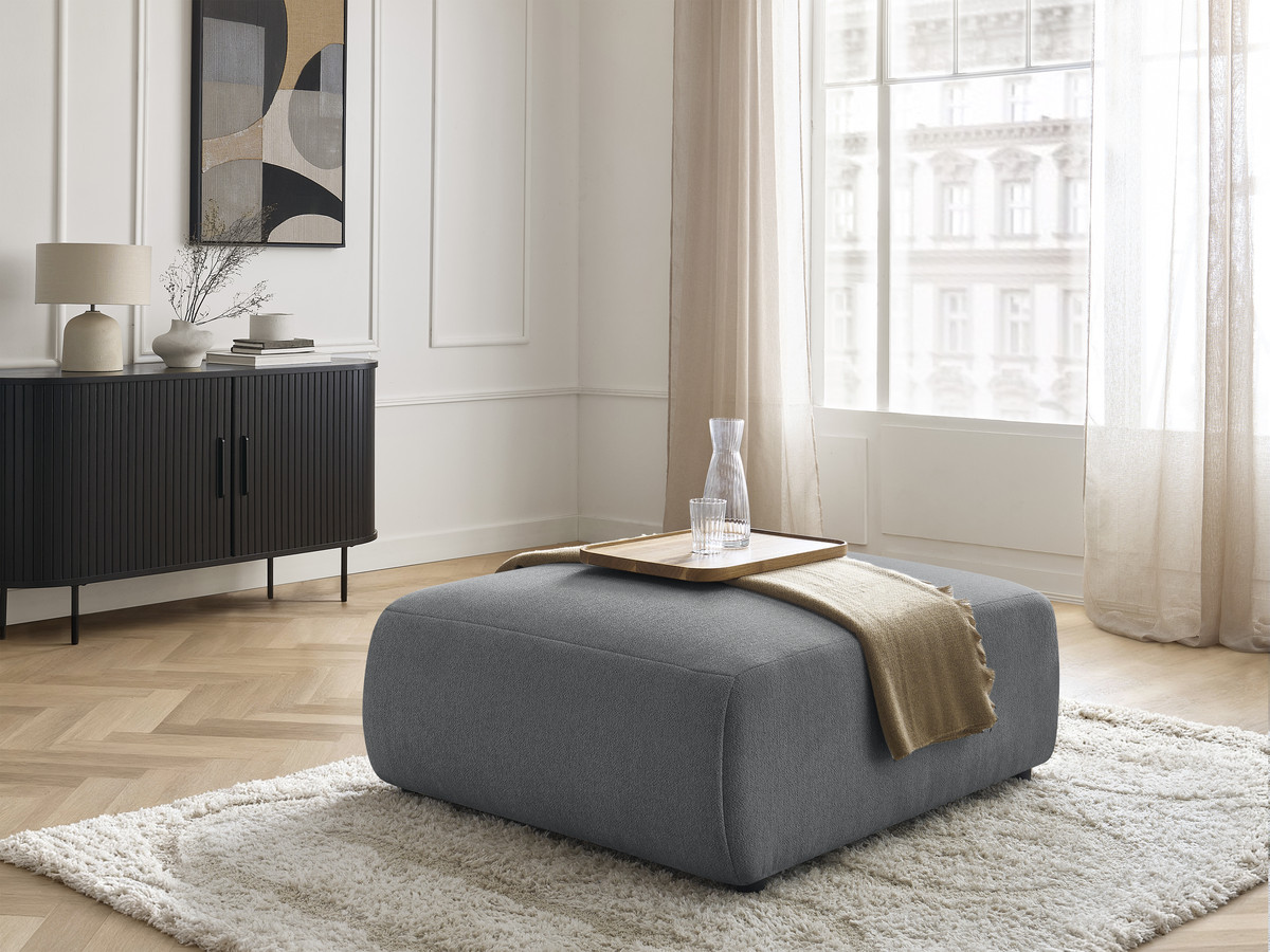 Bobochic Jana Pouf 94 × 114 cm Melange-Stoff Dunkelgrau