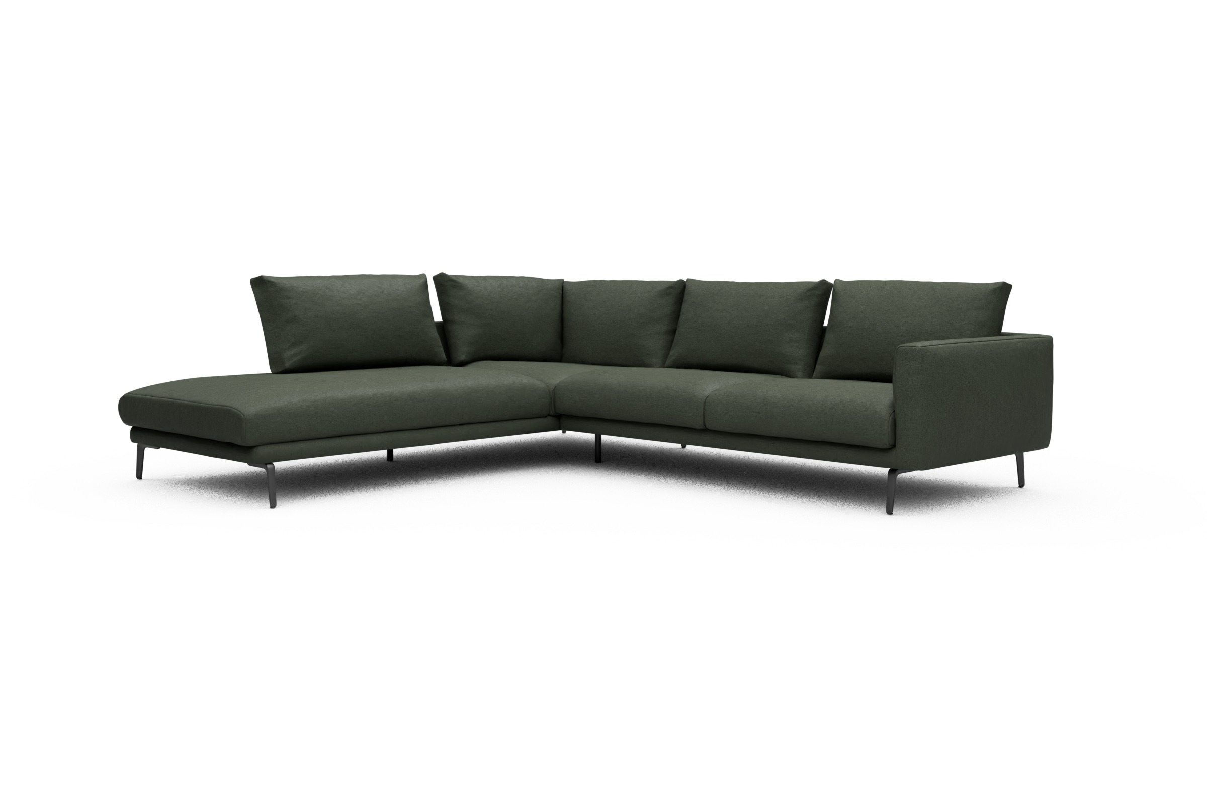 Ecksofa Karl Relax-Ecke links mit 2,5-Sitzer Denari-Forest-Green
