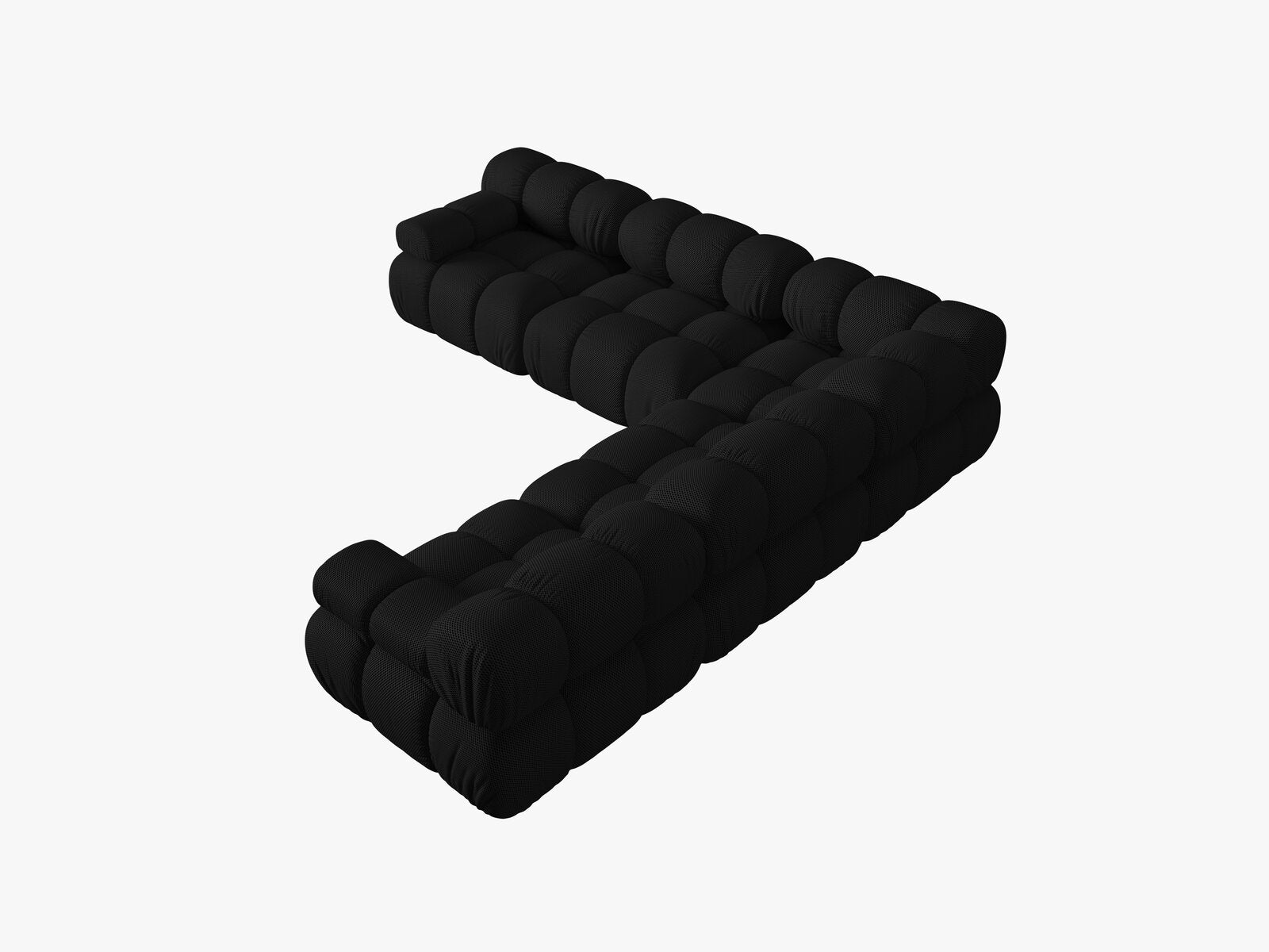 Micadoni Symmetrisches Ecksofa Bellis 5-Sitzer 3D-Stoff Sonic Schwarz