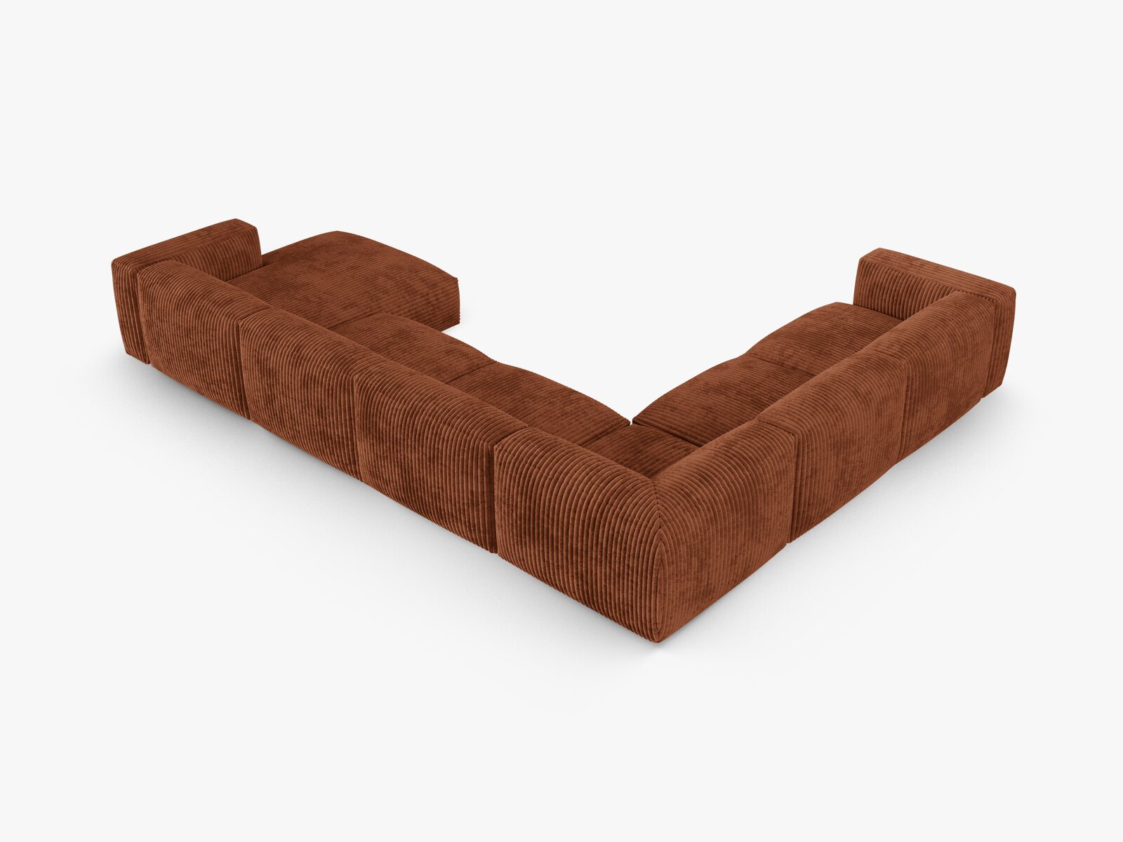 Micadoni modulares Ecksofa XL Martina 6-Sitzer 90cm Sitztiefe Links Kord Tilia Ziegel