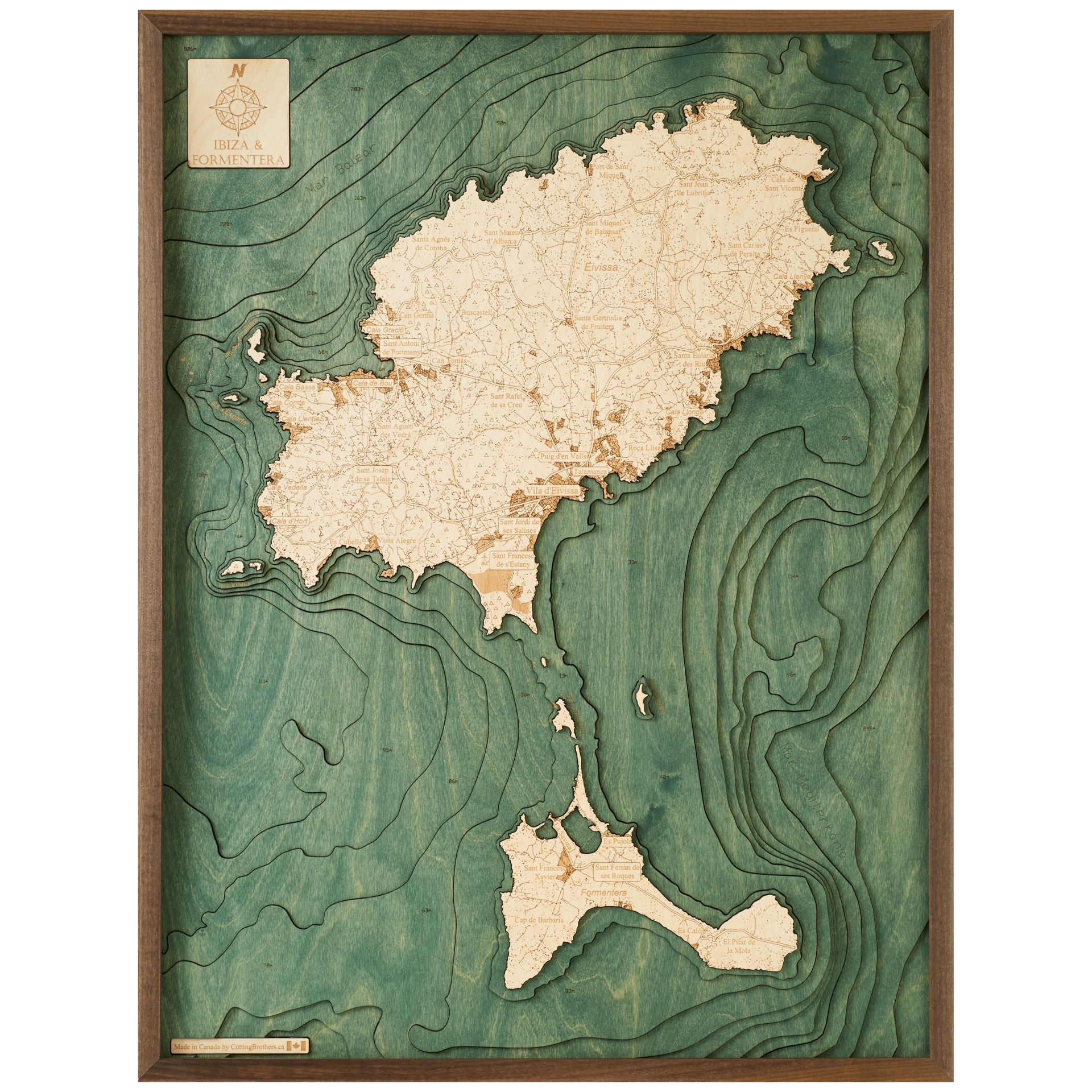 Cutting Brothers 3D Holz-Wandkarte Ibiza Formentera 81 x 61 moebelfaktor