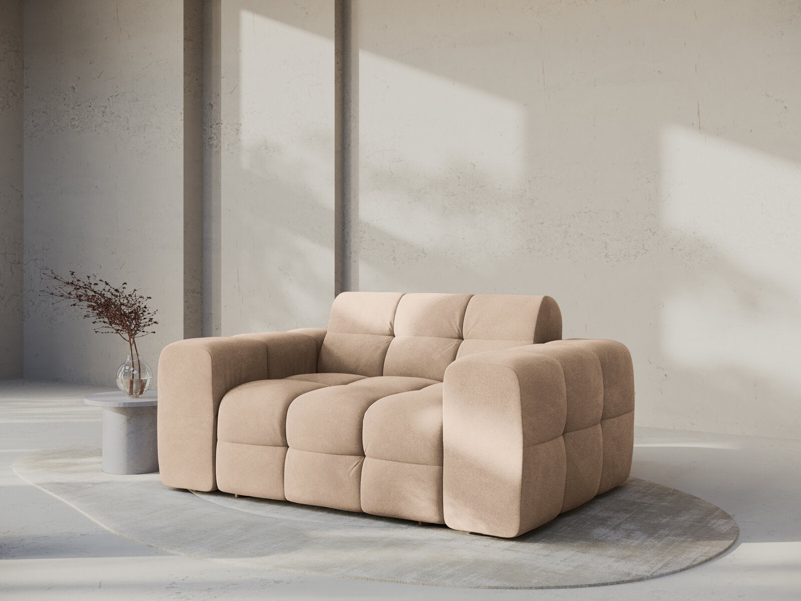 Micadoni Sofa Kendal 2-Sitzer Samt Mandel Beige