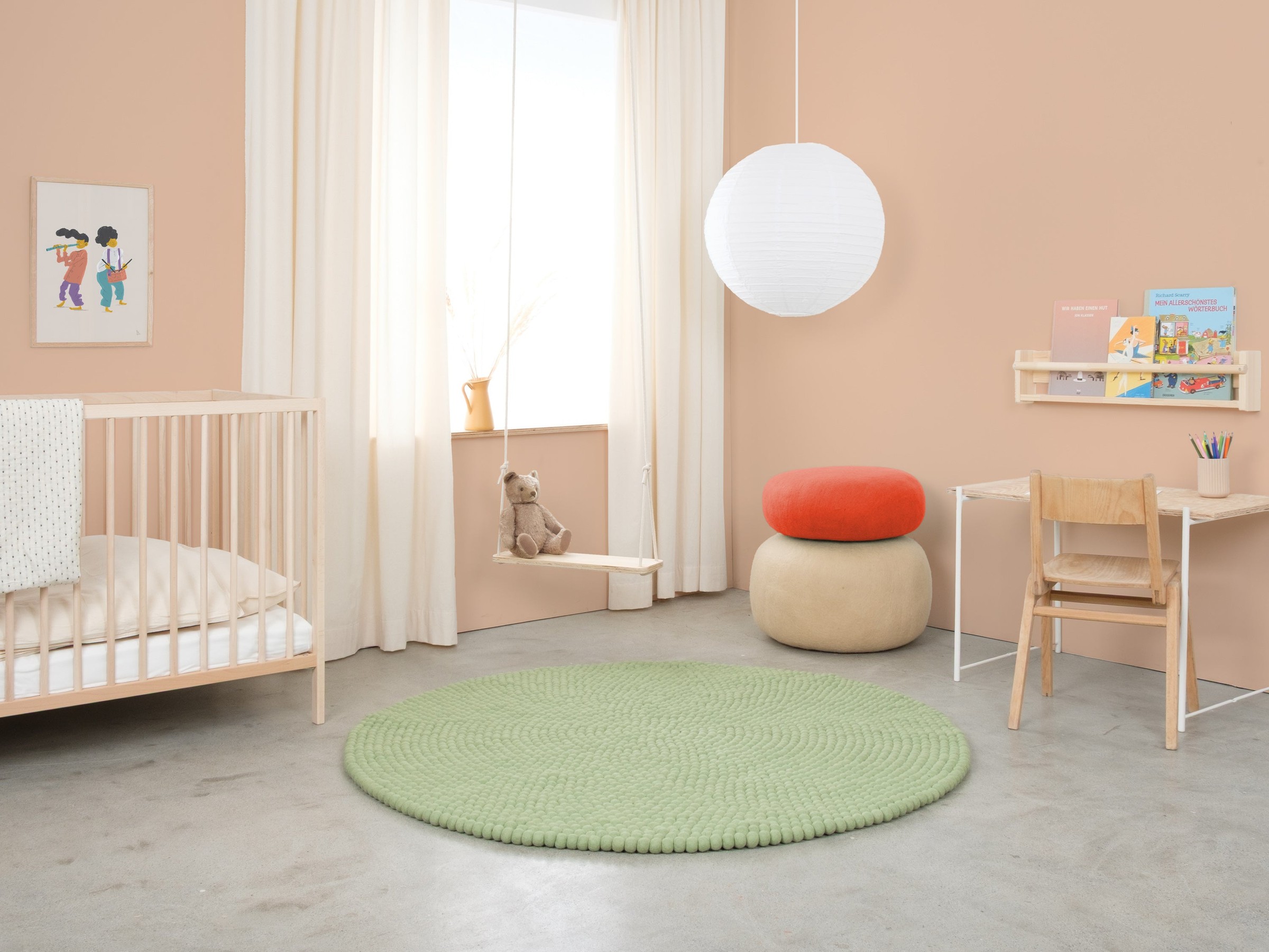myfelt Lasse Filzkugelteppich Hellgrün rund Ø 50 cm