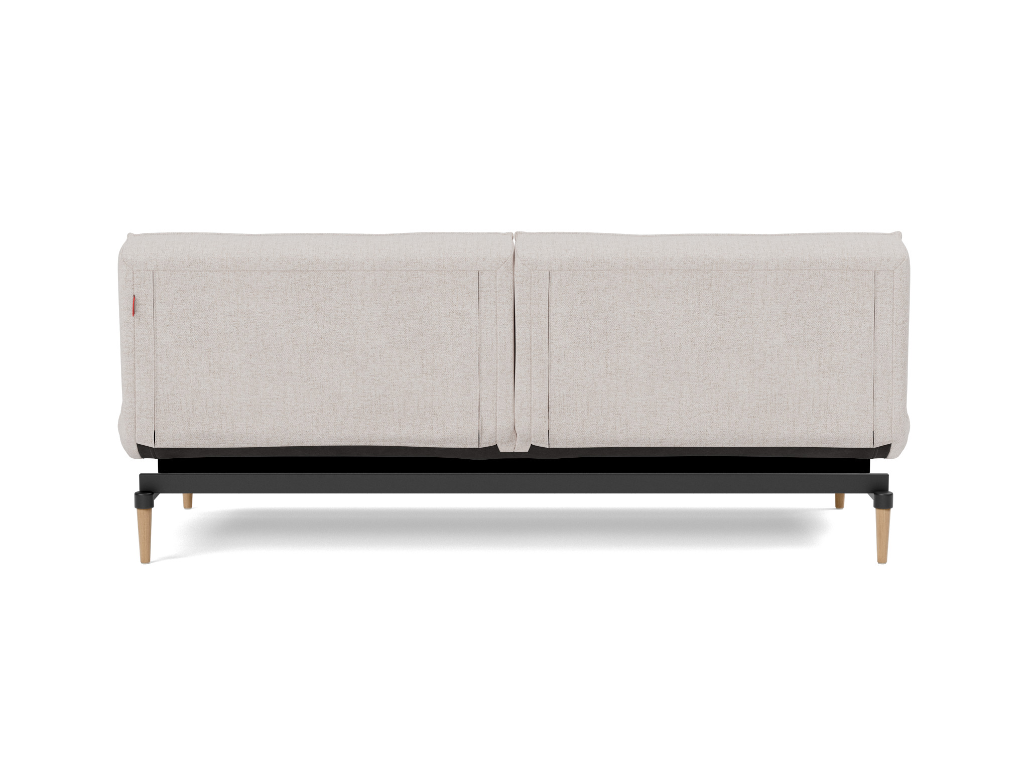 Schlafsofa Splitback Strukturierter Stoff Weda 300-Weda-Sand Beine Styletto Eiche hell