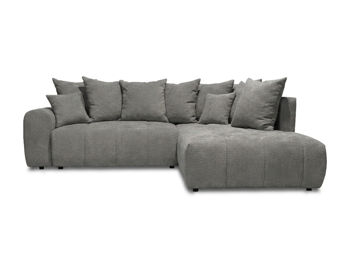 Bobochic Roxelane Ecksofa mit Schlaffunktion und Bettkasten Bouclé-Stoff Dunkelgrau Ecke rechts