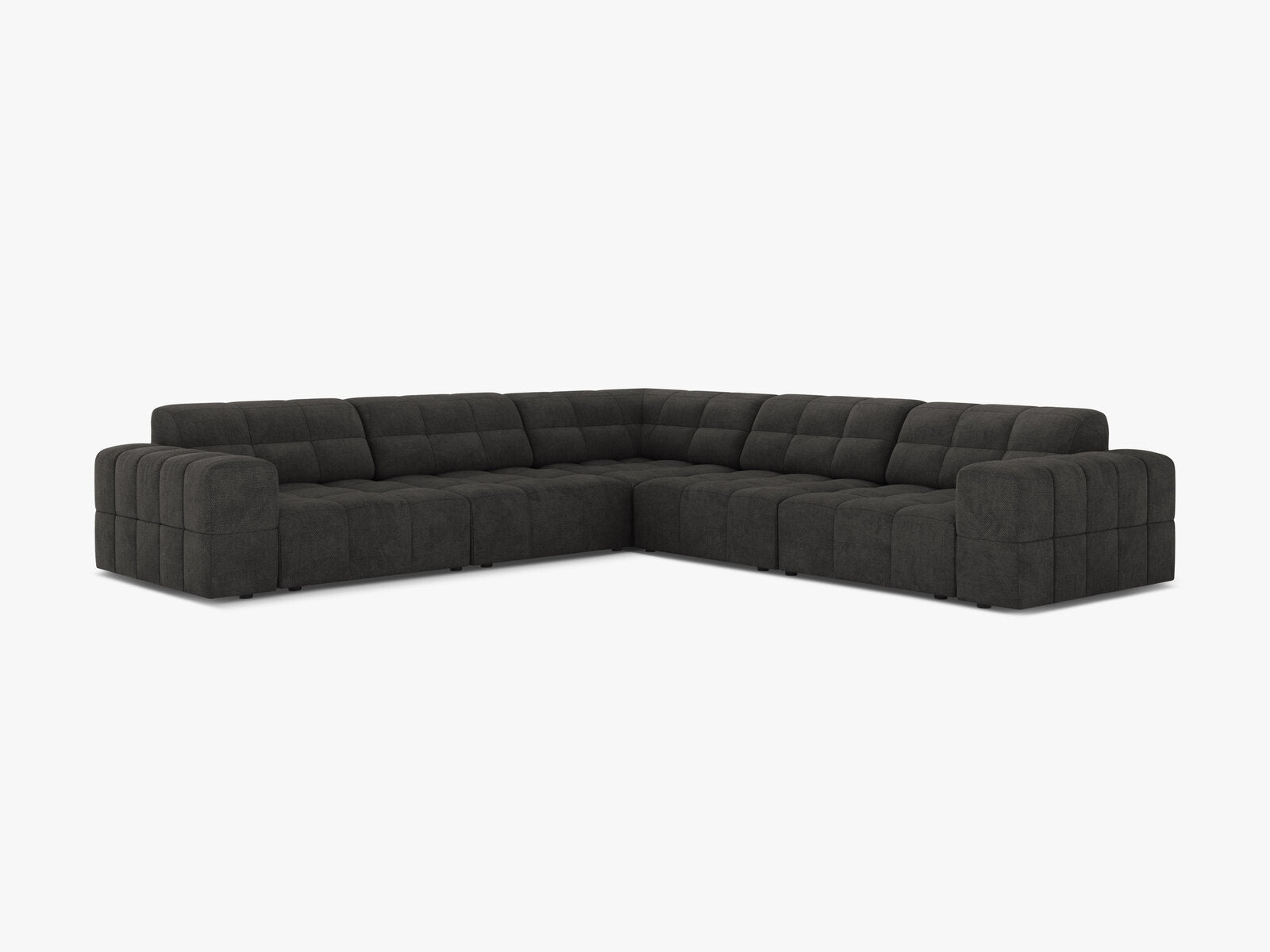 Micadoni Jennifer Modulares Ecksofa 7-Sitzer Chenille Eden Dunkelgrau