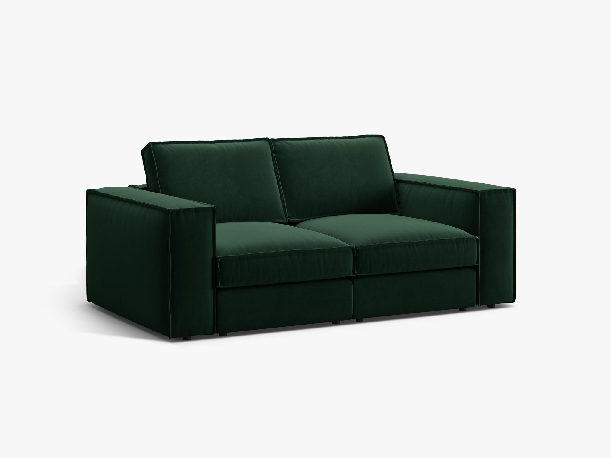 Micadoni modulares Sofa Pola 2-Sitzer Samt Salvador Flaschengrün