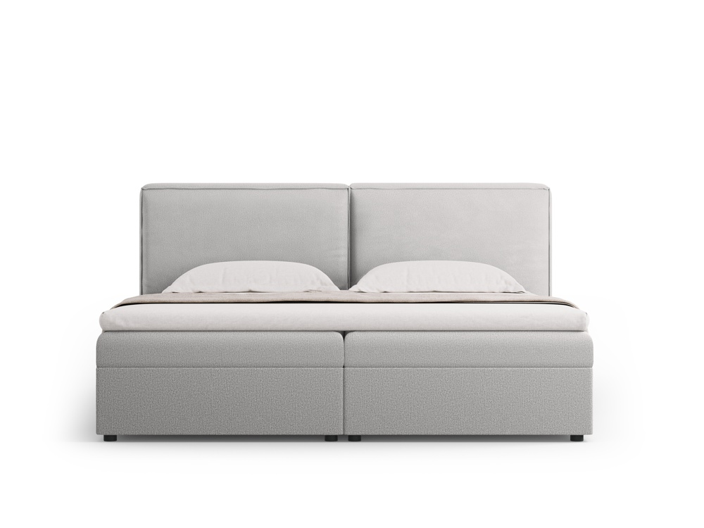 Cosmopolitan Design Boxspringbett Arendal 140x200 Strukturierter Stoff Megan Hellgrau