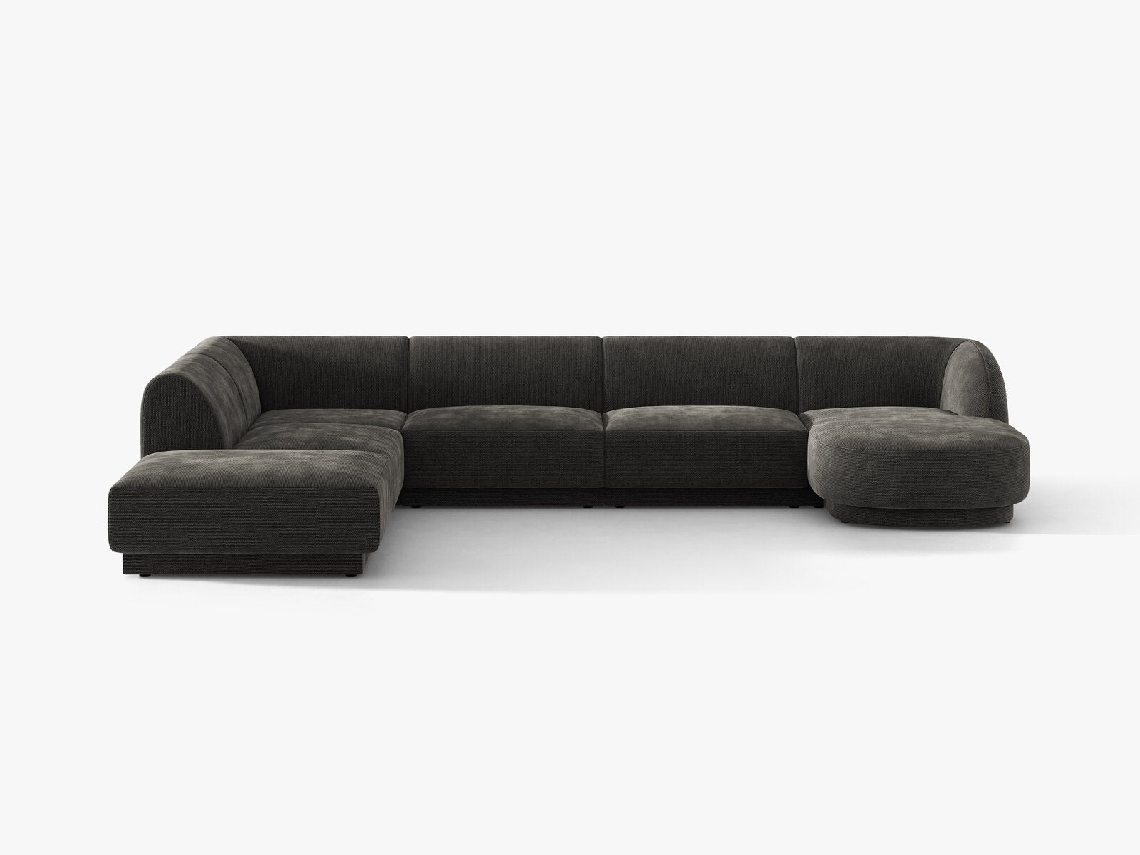 Micadoni Panorama-Ecksofa Miley 6-Sitzer Chenille Eden Dunkelgrau Links