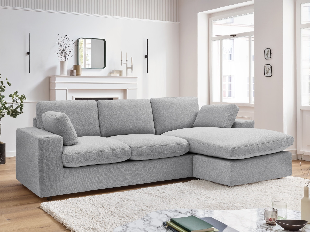 Bobochic Belair Ecksofa 220 × 139 cm Stoff Hellgrau