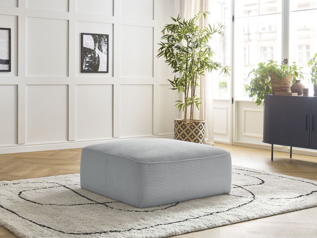 Bobochic Leopold Pouf Cordsamt Hellgrau