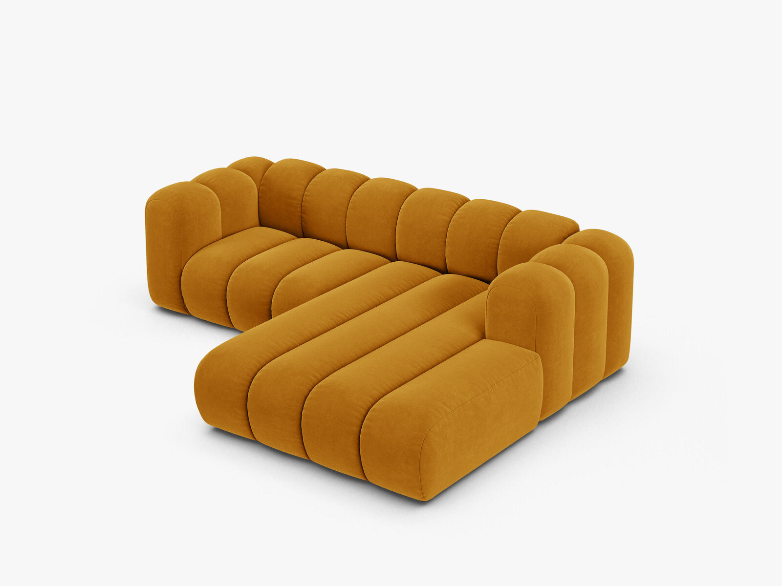 Micadoni Modulares Ecksofa Lupine 3-Sitzer Rechts Samt Salvador Gelb