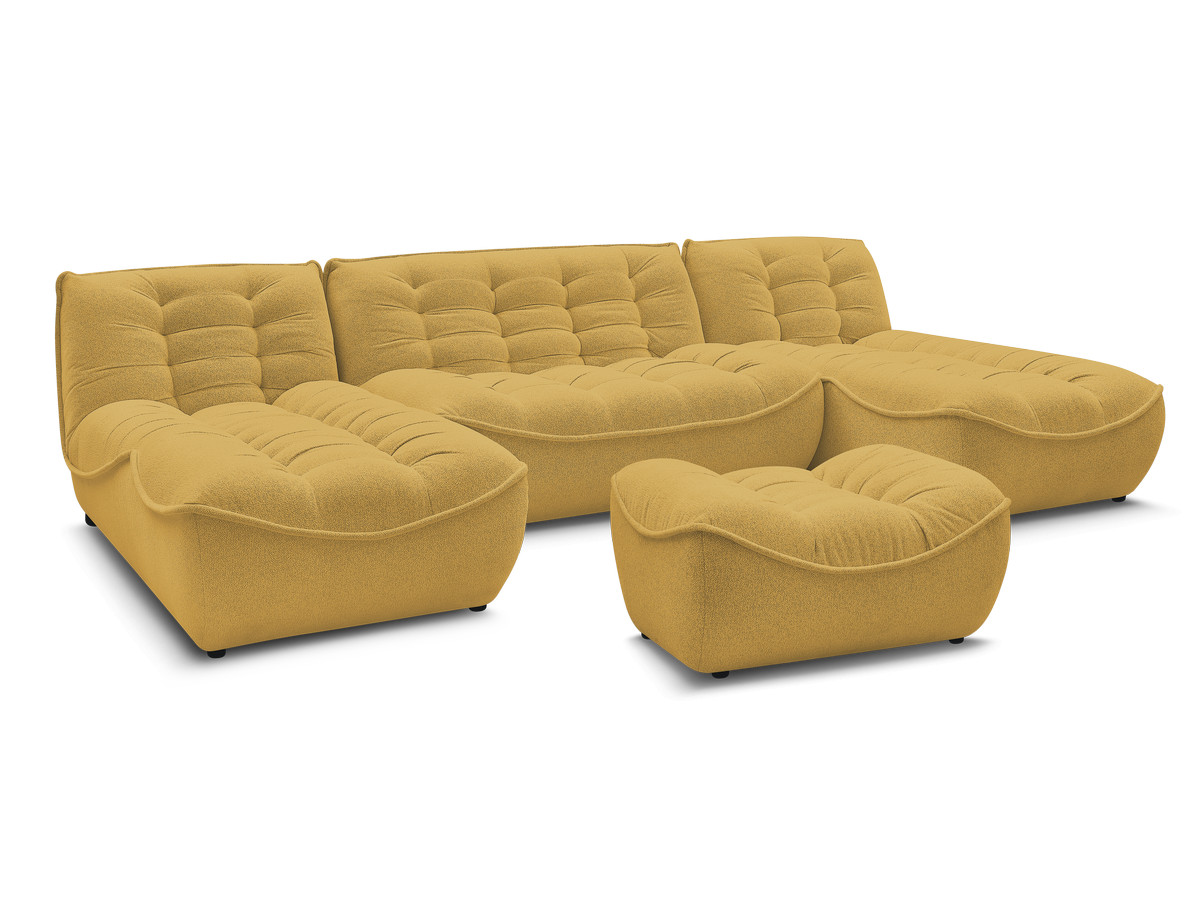 Bobochic Serena Wohnlandschaft mit Pouf Melange-Stoff Gelb