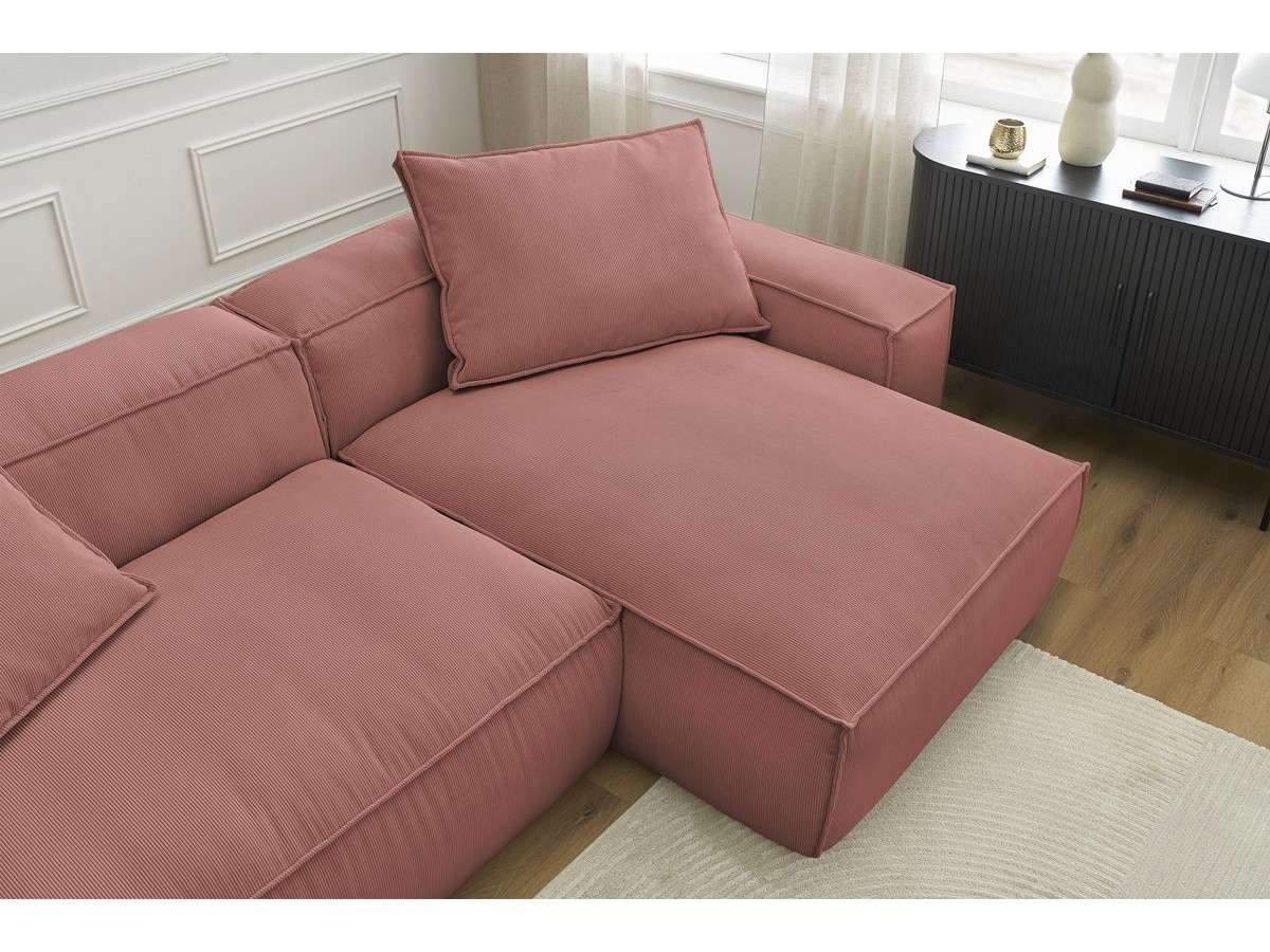 Bobochic Boheme Ecksofa, 3 Kissen Cordsamt Rosa