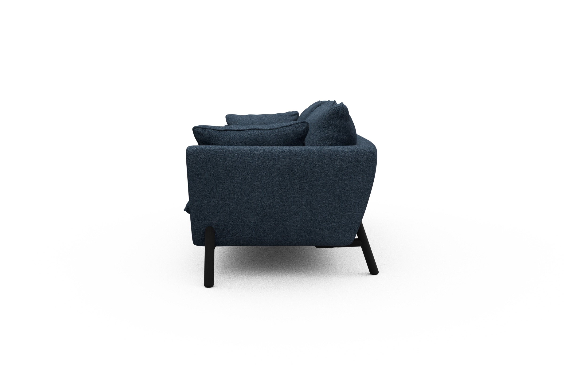 Sofa Emil PREMIUM 3-Sitzer Beinfarbe Eiche Schwarz Boucle-Blue