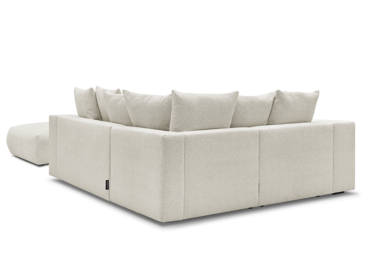 Bobochic Voltaire Ecksofa mit Pouf 268 × 214 cm Melange-Stoff Weiß Ecke links
