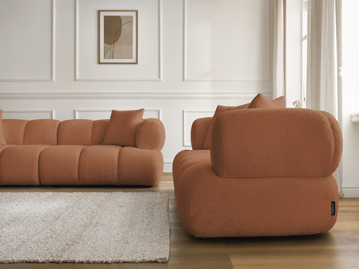 Bobochic Pamira Sofa 5-Sitzer Bouclé-Stoff Orange