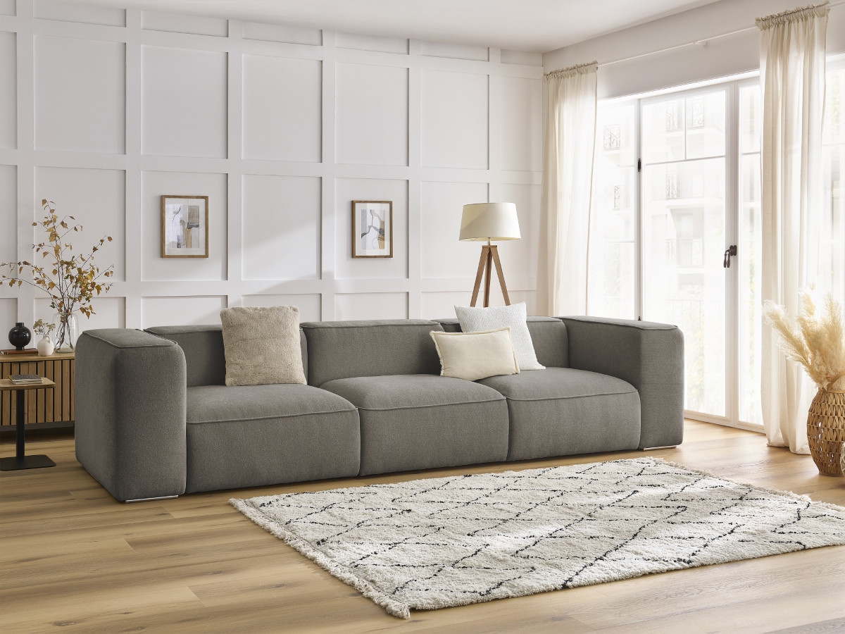 Bobochic Zephyr Sofa 3-Sitzer Strukturstoff Taupe