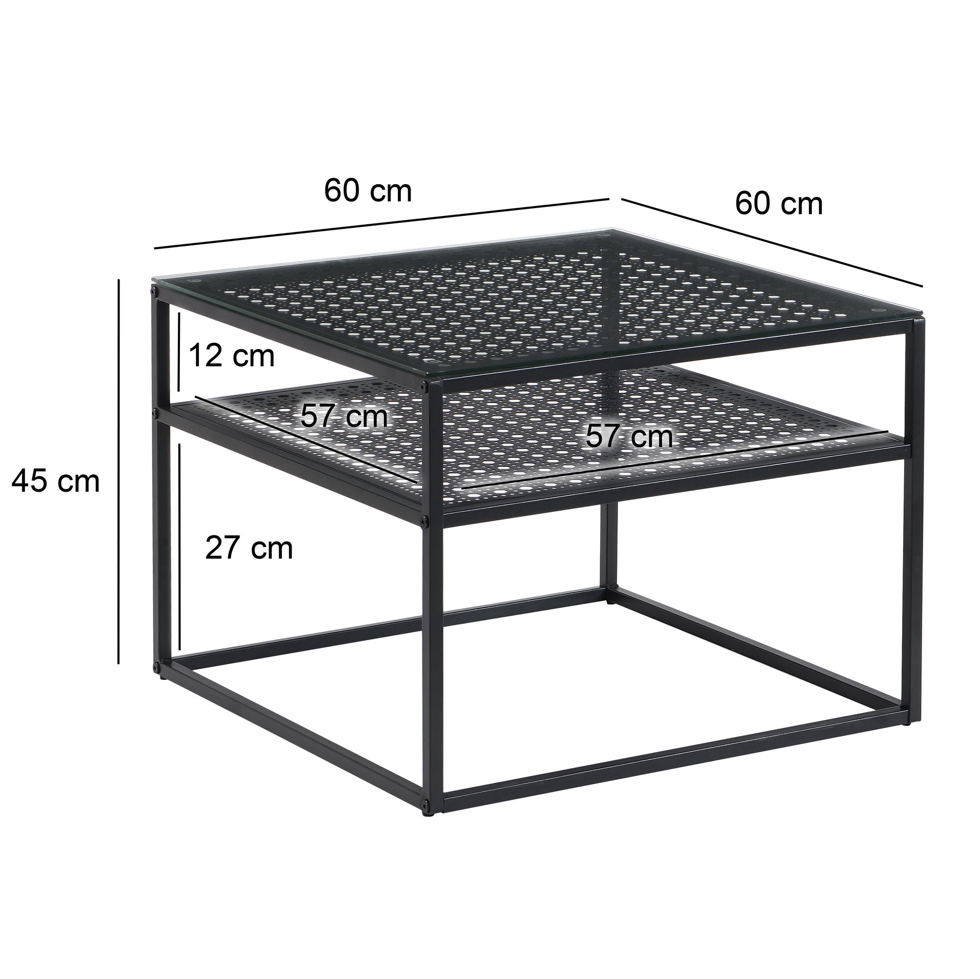Couchtisch Jelling Glas Schwarz 60 × 60 × 45 cm
