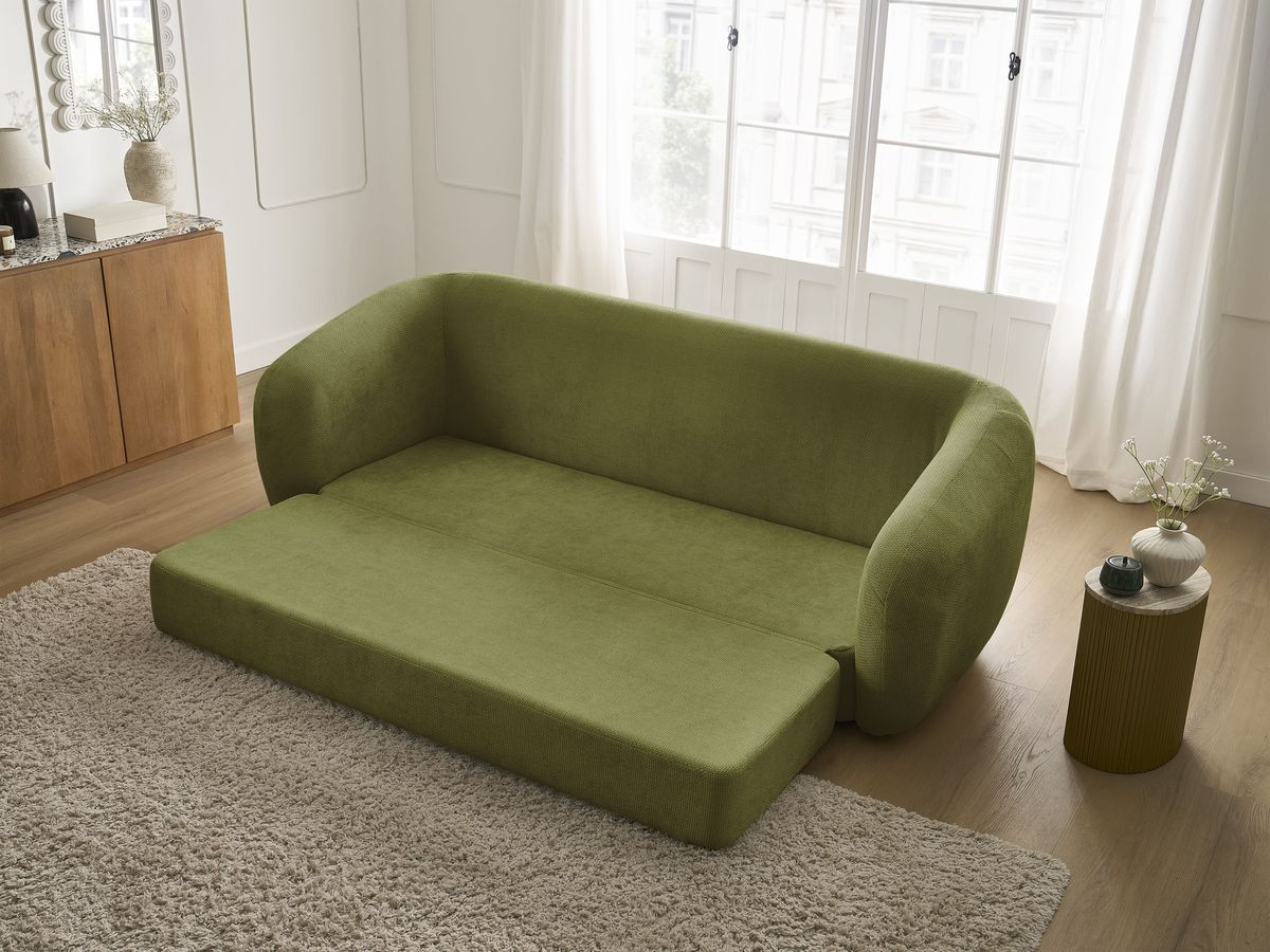 Bobochic Neyo Schlafsofa 3-Sitzer Stoff Grün