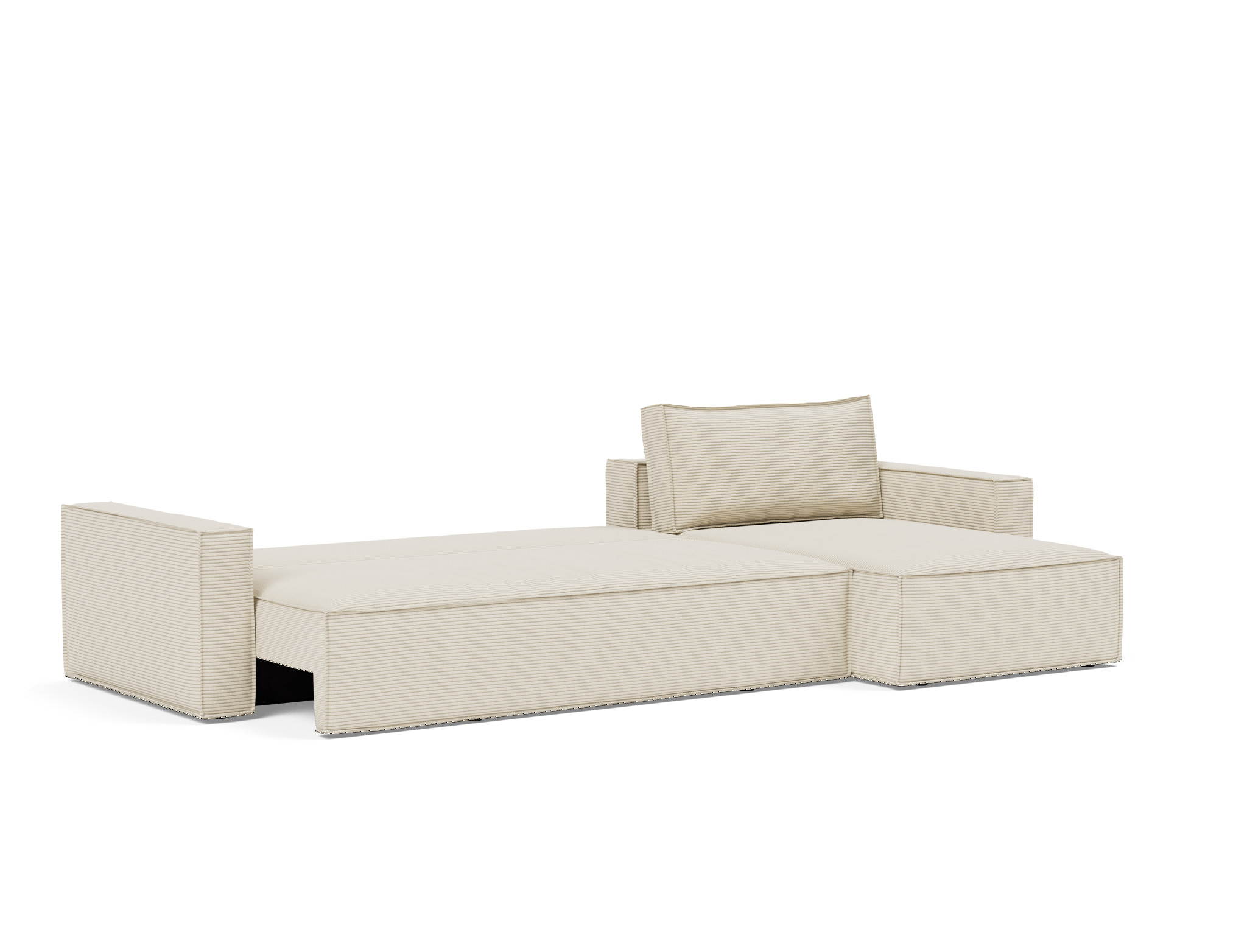 Schlafsofa Newilla mit Chaiselongue Kord Corduroy 594-Ivory
