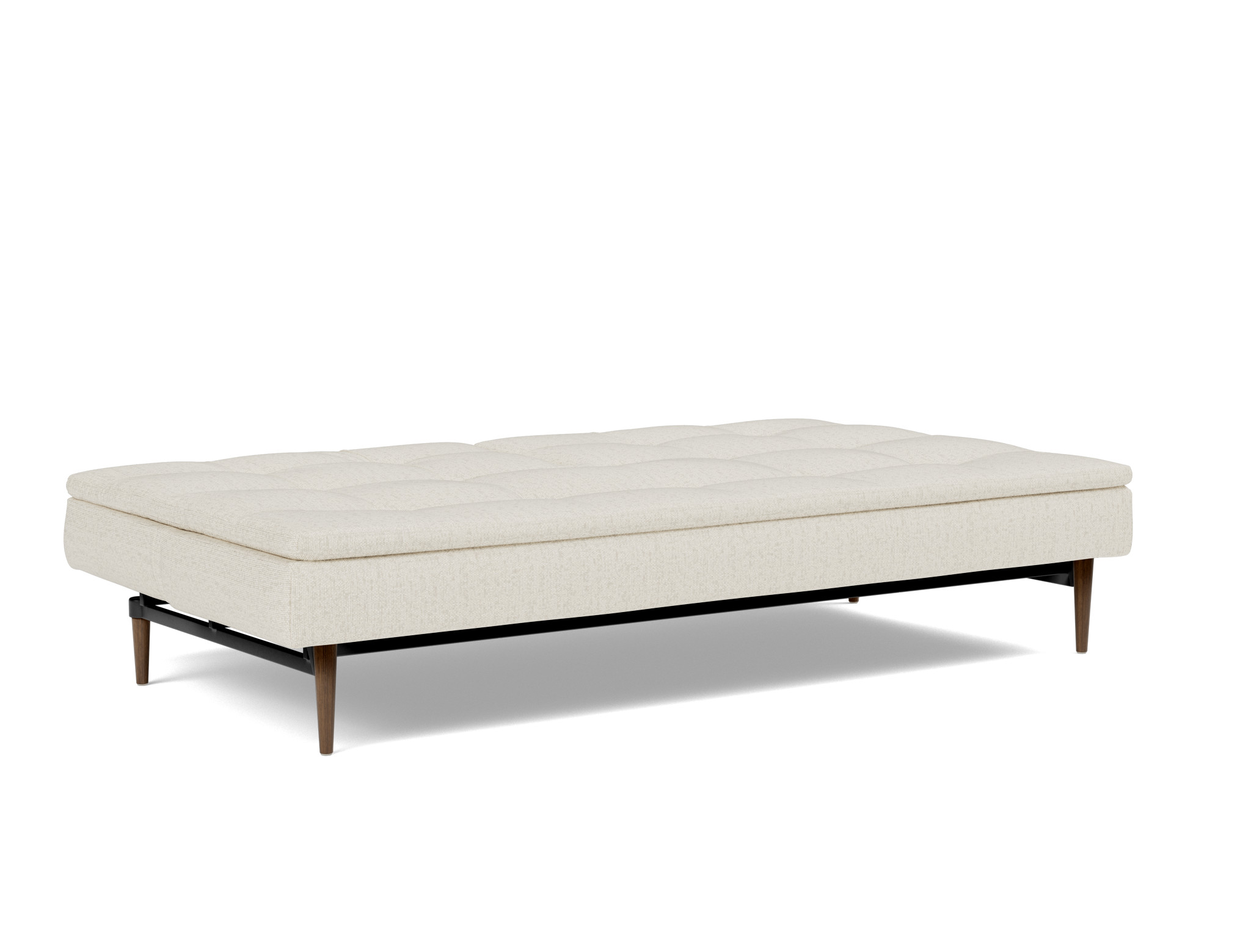 Schlafsofa Dublexo Boucle Skandi 531-Off-White Beine Styletto Eiche dunkel