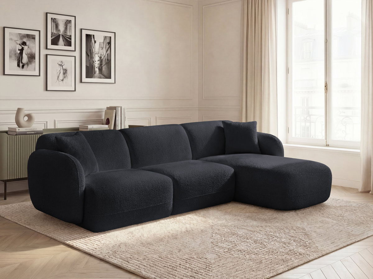 Bobochic Anda Ecksofa 292 × 163 cm Chenille Schwarz Ecke rechts