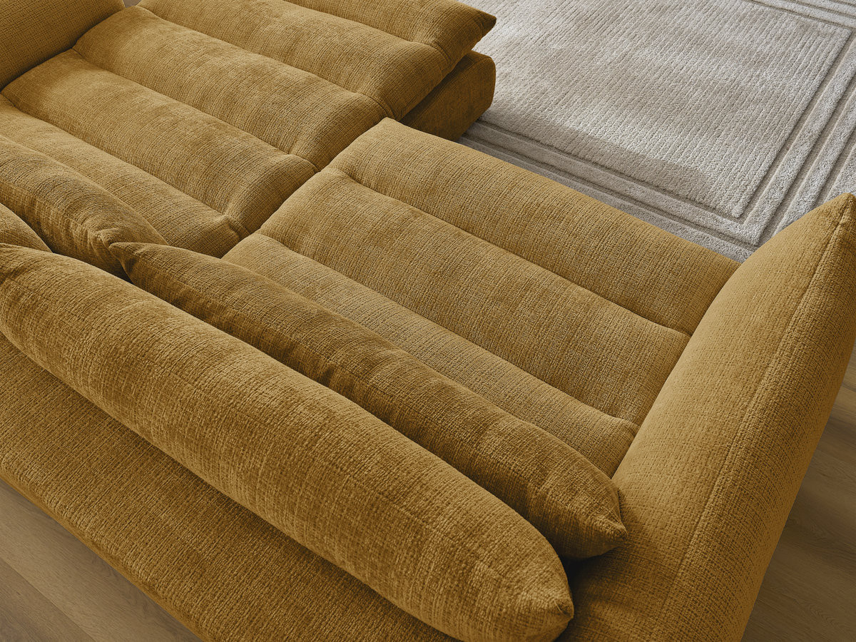 Bobochic Neil Ecksofa Strukturstoff Gelb Ecke rechts