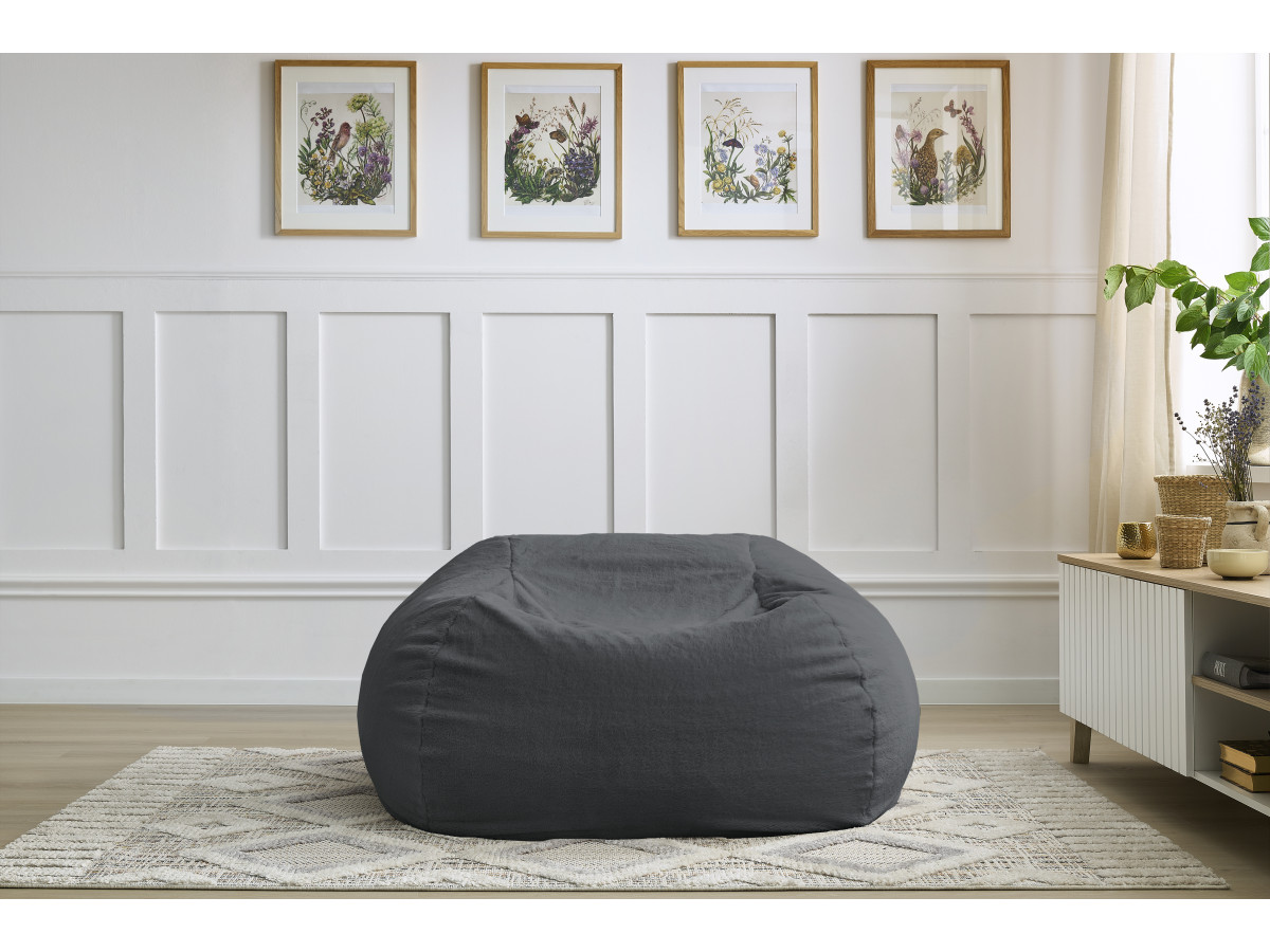 Bobochic Meribel Pouf Kunstfell Dunkelgrau