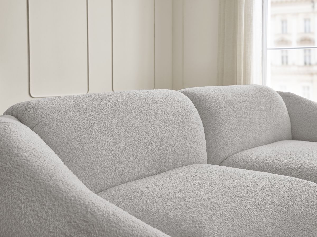 Bobochic Tina Sofa 3-Sitzer Bouclé-Stoff Hellgrau