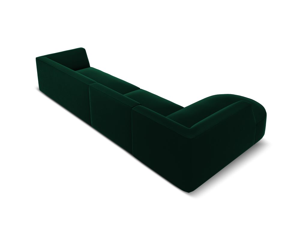 Cosmopolitan Design Ecksofa Siena 5-Sitzer abgerundet Samt Salvador Flaschengrün Links