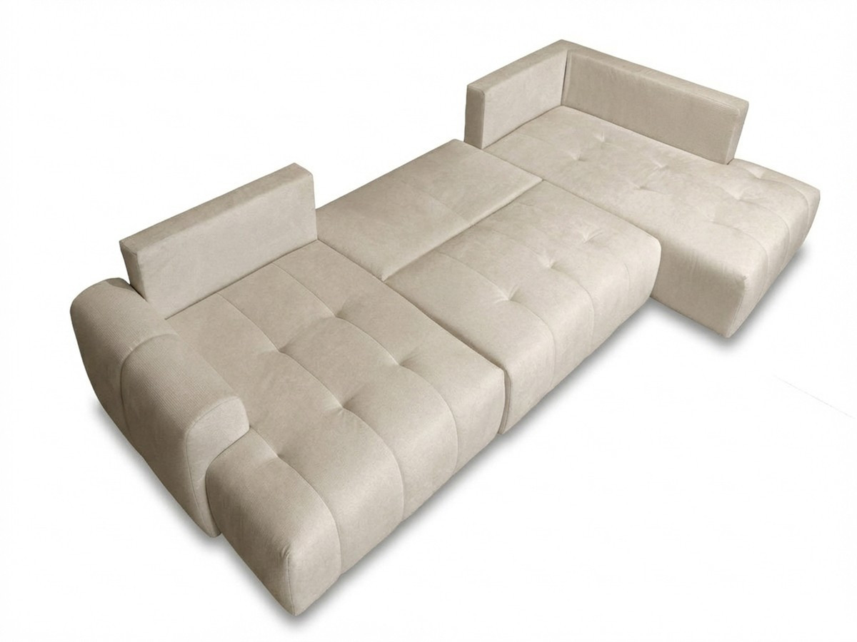 Bobochic Roxelane Wohnlandschaft mit Pouf Melange-Stoff Beige Ecke links