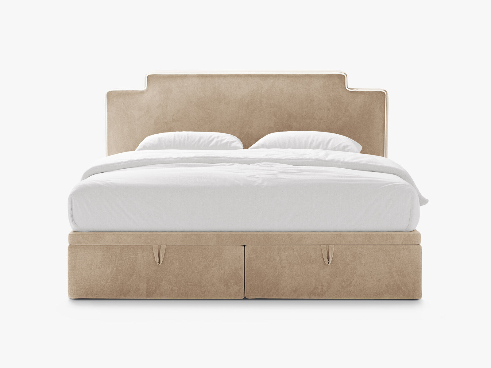 Micadoni Princess Boxspringbett mit Bettkasten und Kopfteil Samt Magic Velvet Elfenbein / Mandelbeige 160x200