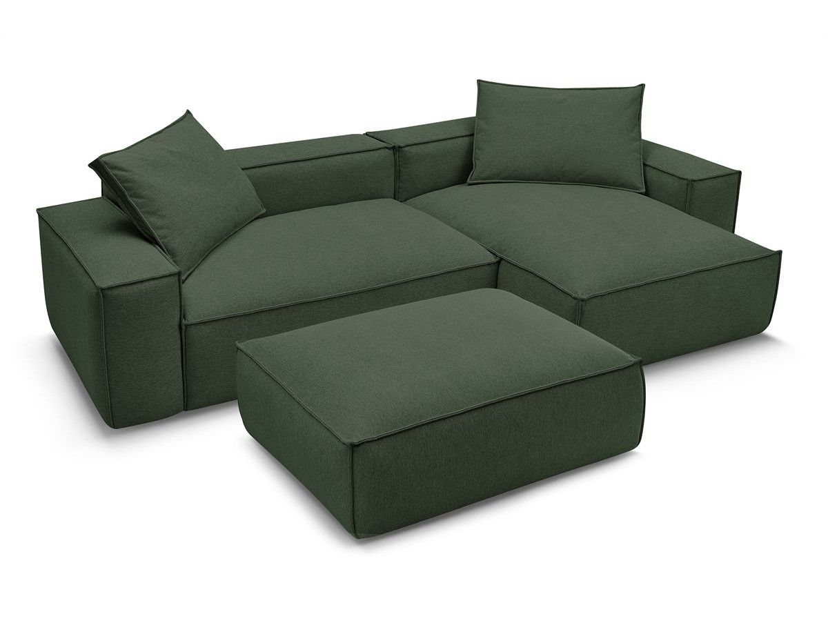 Bobochic Boheme Ecksofa mit Pouf Melange-Stoff Grün
