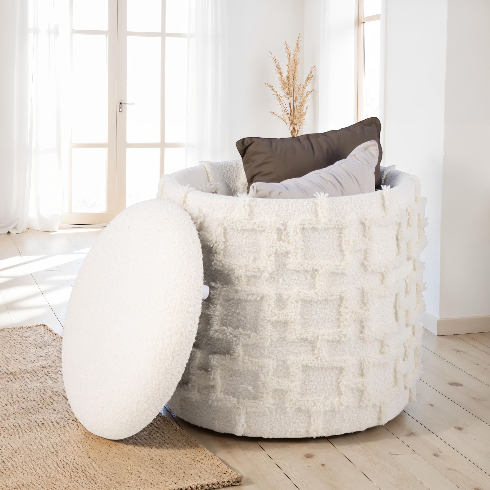 Sitzhocker Nyhamna Stoff Creme