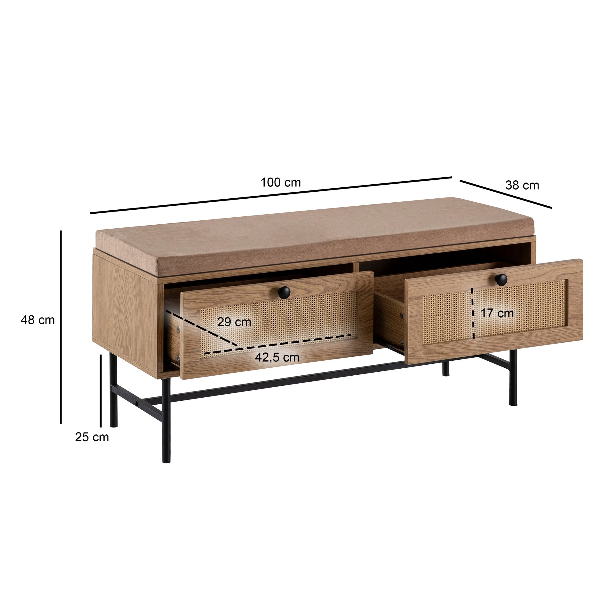 Schuhbank Finnsnes Braun 100 × 38 × 48 cm
