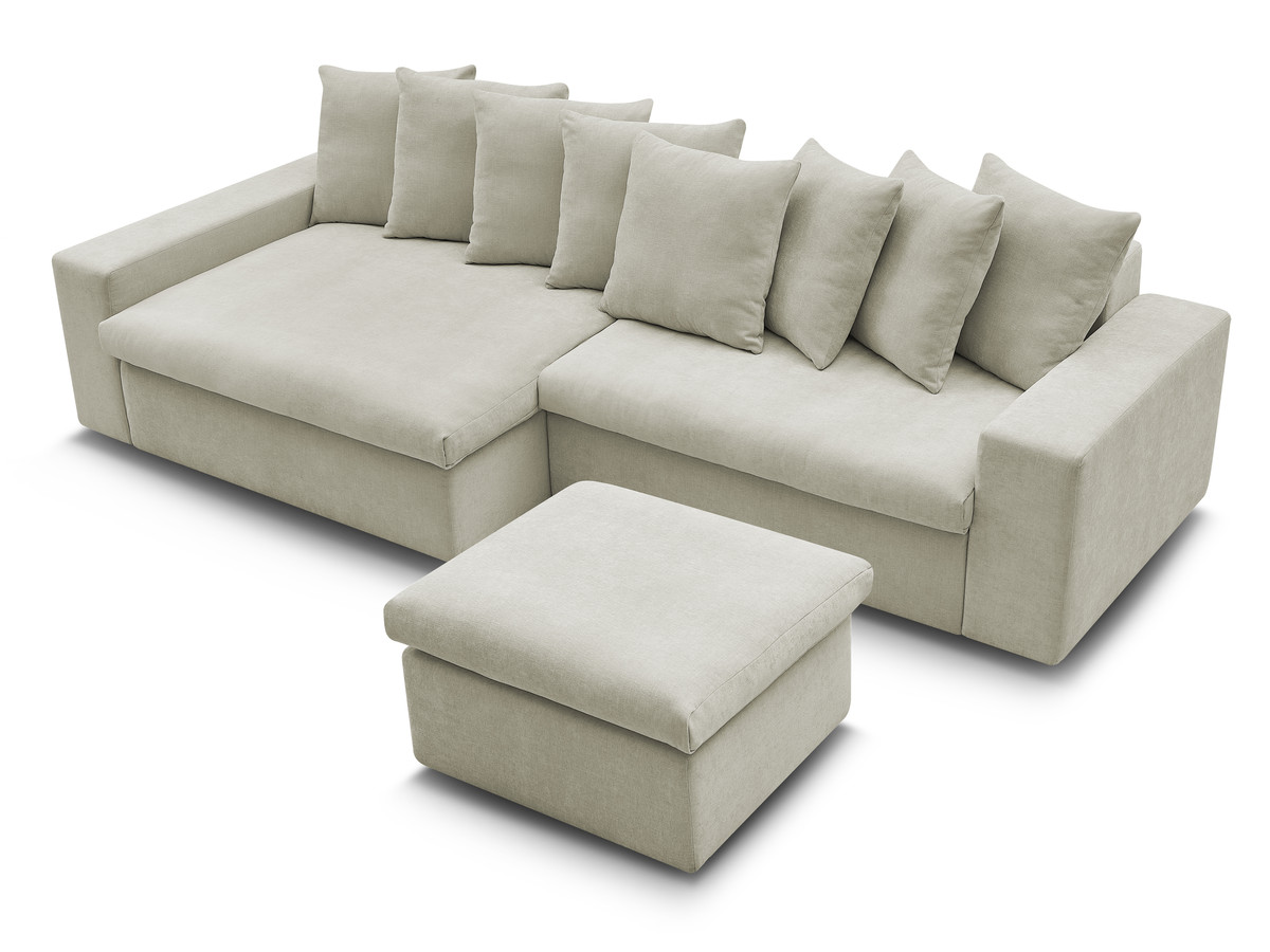 Bobochic Enore Ecksofa mit Pouf Stoff Beige Ecke links