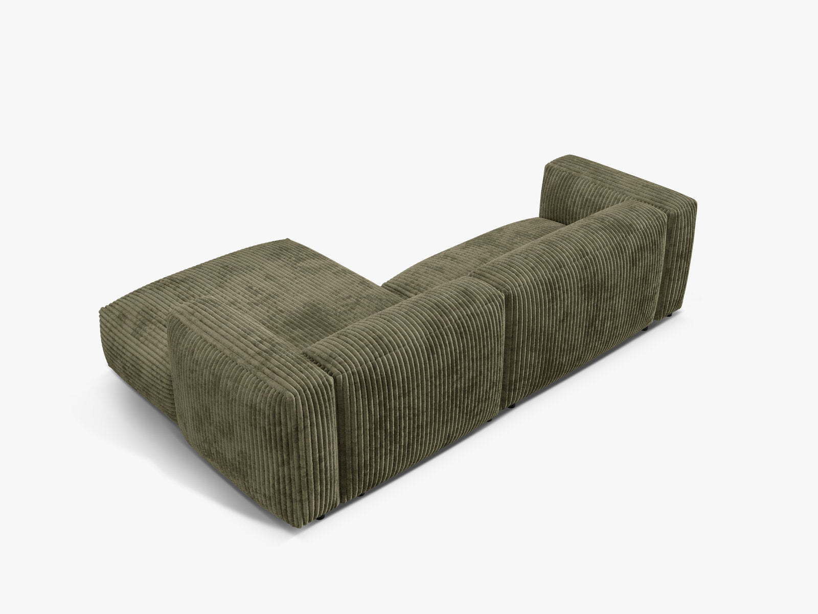 Micadoni Ecksofa Martina 2-Sitzer Rechts Kord Tilia Moßgrün