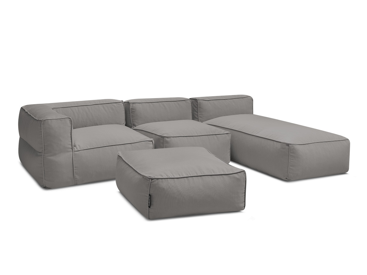Bobochic Giulia Gartensofa 4-Sitzer mit Pouf, 1 Eckmodul Stoff Dunkelgrau