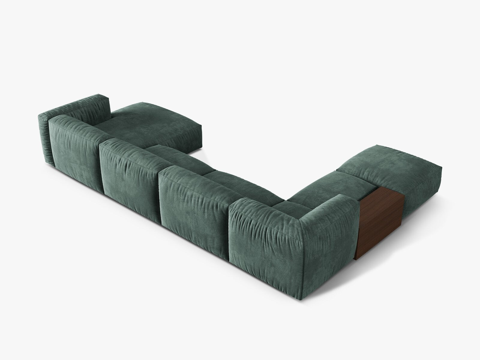 Micadoni Panorama-Ecksofa Martina 5-Sitzer Links Samt Petrol