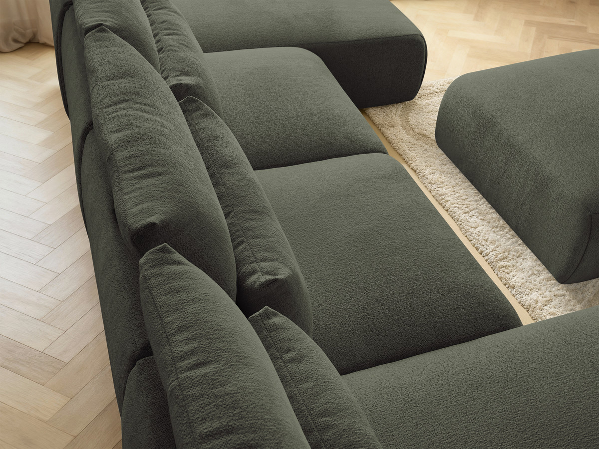 Bobochic Jana Wohnlandschaft mit großem Pouf Melange-Stoff Grün