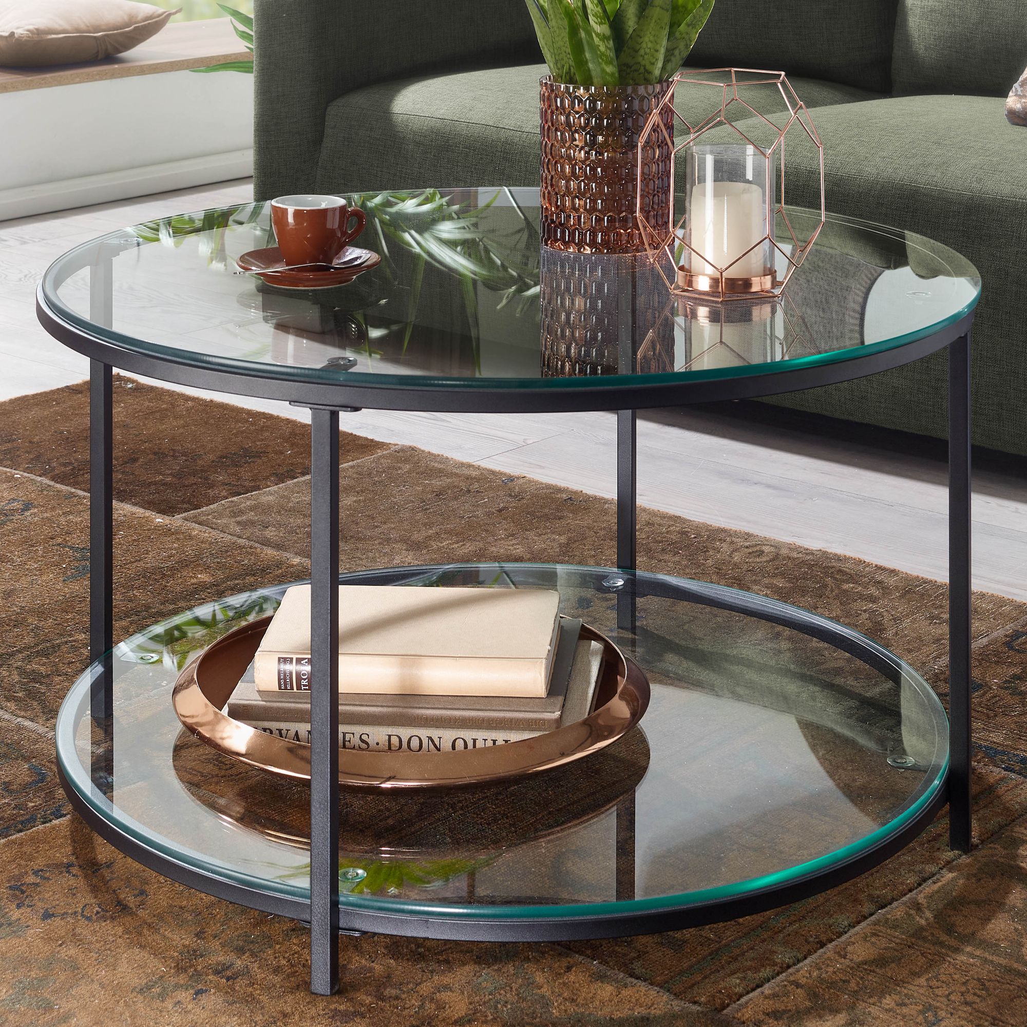Couchtisch Sudavik Glas Schwarz Ø 80 cm