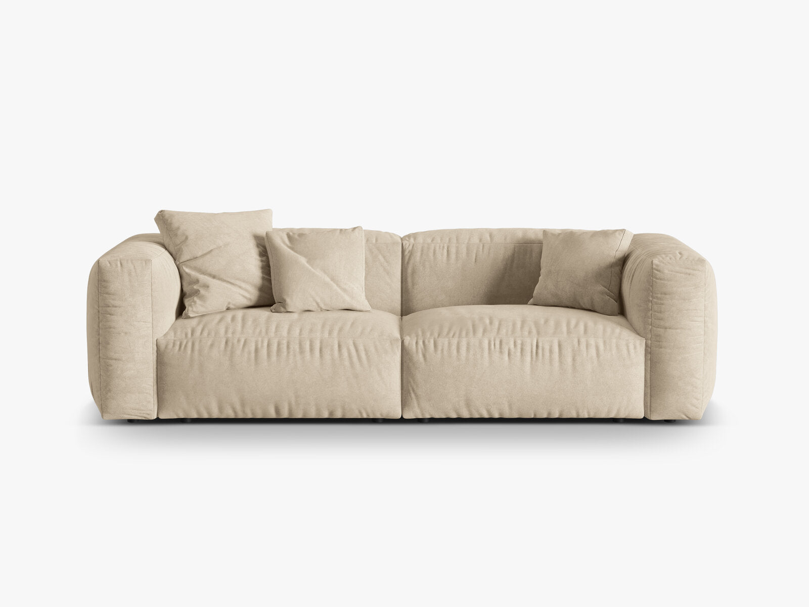 Micadoni Sofa Martina 3-Sitzer Samt Vogue Helles Beige