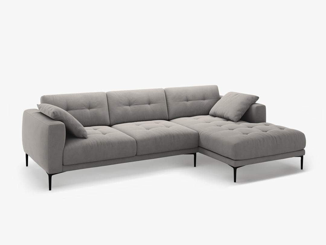 Micadoni Ecksofa Bemy 3-Sitzer Rechts Samt Grau